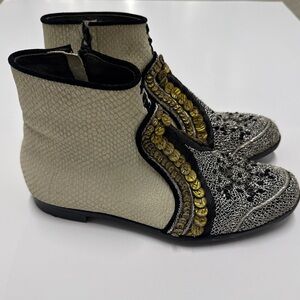 Meher Kakalia Queen Neva Boot – Embellished Leather Ankle Boots (EU 39 / US 8.5)